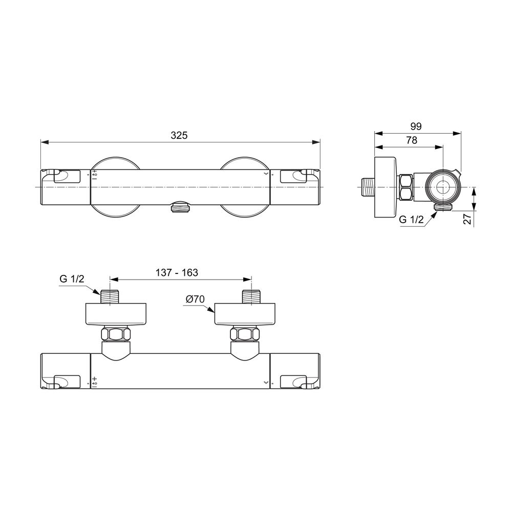 Ideal Standard Brausethermostat Aufputz Ceratherm T50, Ausld. 78mm, Chrom... IST-A7214AA 4015413345804 (Abb. 5)