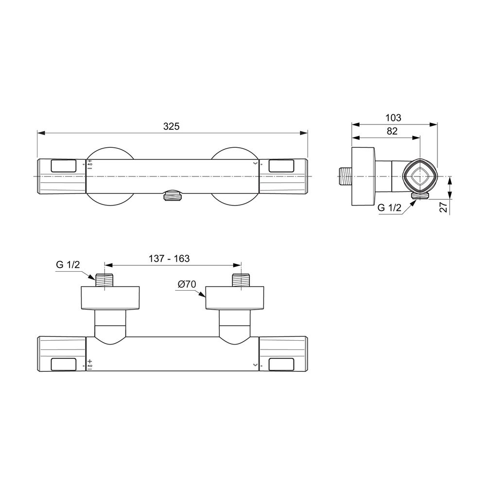 Ideal Standard Brausethermostat Aufputz Ceratherm T100, Ausld. 78mm, Chrom... IST-A7229AA 4015413345958 (Abb. 5)