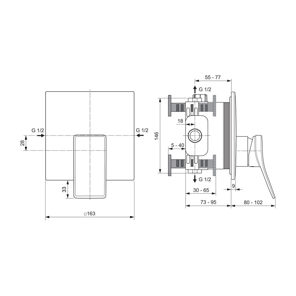 Ideal Standard Brausearmatur Unterputz Conca, Bausatz2, Magnetic Grey... IST-A7373A5 3800861085768 (Abb. 6)