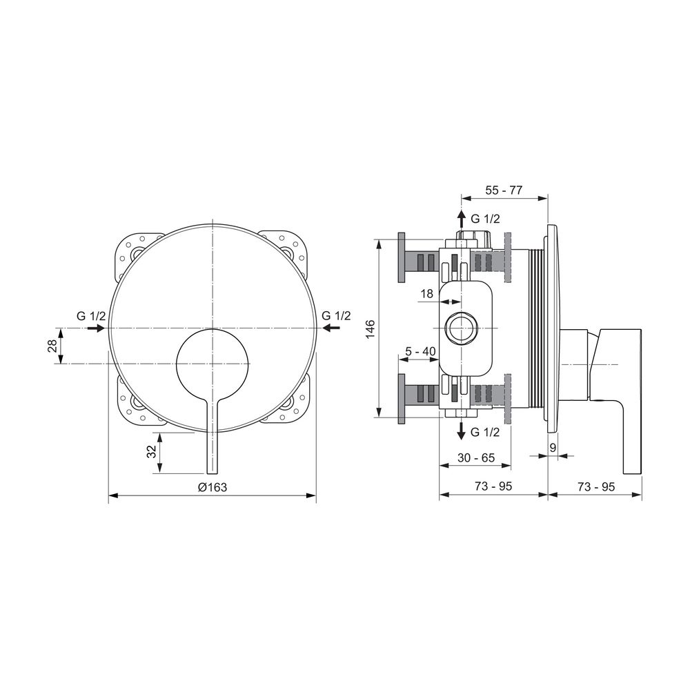 Ideal Standard Brausearmatur Unterputz JOY, Bausatz2, Magnetic Grey... IST-A7382A5 3800861087373 (Abb. 5)