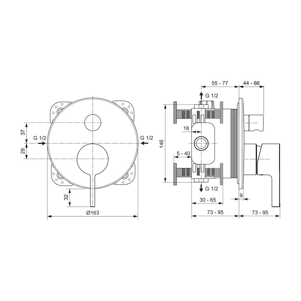 Ideal Standard Badearmatur Unterputz JOY, Bausatz2, DVGW, Magnetic Grey... IST-A7384A5 3800861087397 (Abb. 5)