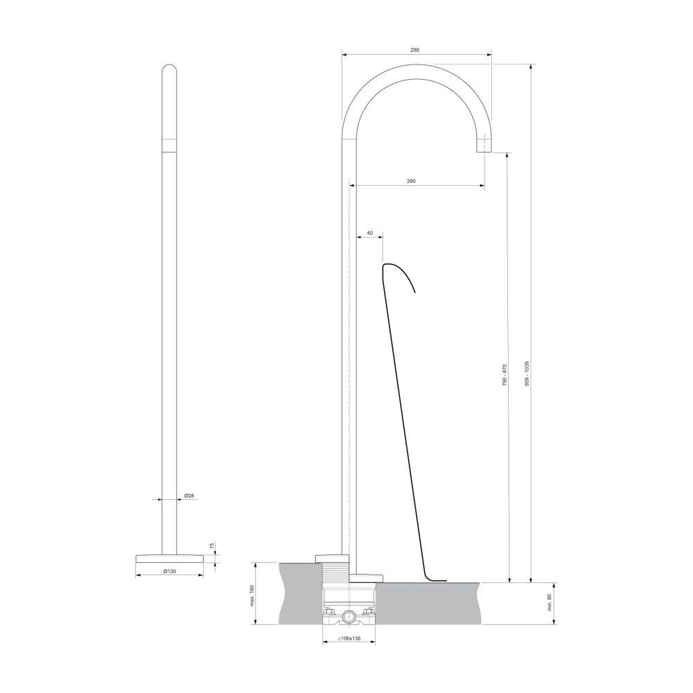 Ideal Standard Wanneneinlauf JOY, freistehend, Brushed Gold... IST-A7387A2 4015413346610 (Abb. 5)