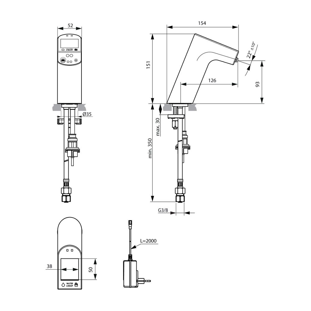 Ideal Standard Sensor-Waschtischarmatur Intellimix, mit Seife, Chrom... IST-A7488AA 4015413349673 (Abb. 2)