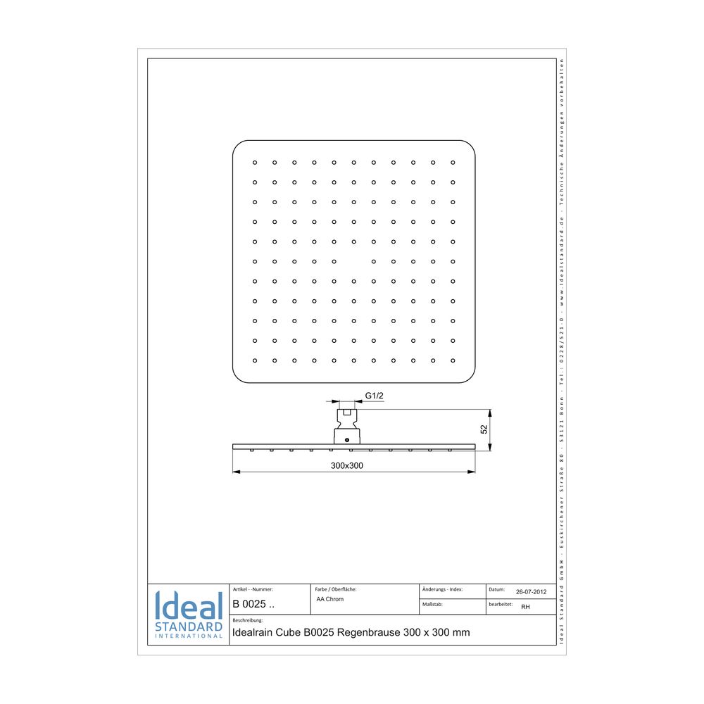 Ideal Standard Regenbrause Idealrain Cube 300x300mm Chrom... IST-B0025AA 3800861033929 (Abb. 2)
