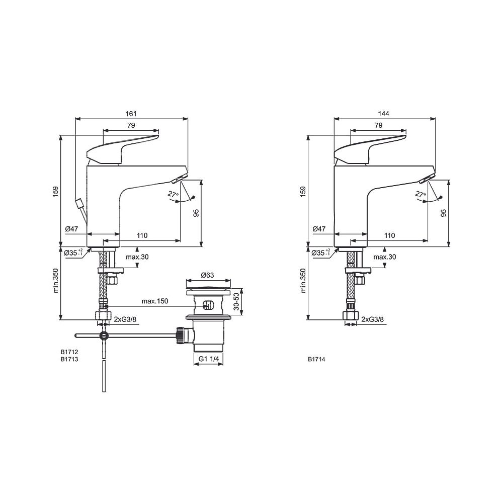 Ideal Standard Armaturenpaket Ceraflex, mit Waschtisch-Armatur, Brause-Termit und Brausek... IST-BD012AA 3800861089834 (Abb. 15)
