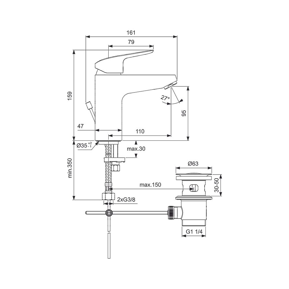 Ideal Standard Armaturenpaket Ceraflex, mit Waschtisch-Armatur, Brause-Armit und Brauseko... IST-BD011AA 3800861089827 (Abb. 14)
