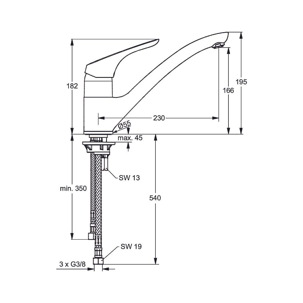 Ideal Standard Küchenarmatur Cerasprint Neu ND, Chrom... IST-B5345AA 3800019252707 (Abb. 2)