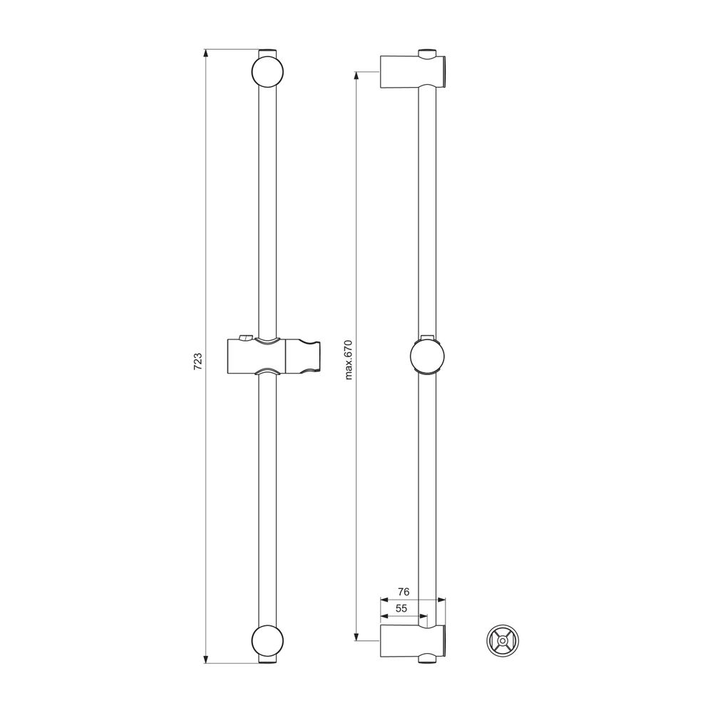 Ideal Standard Brausestange Idealrain 720mm schwenkbarem Druckknopf-Schieber Chrom... IST-B9421AA 3800861024125 (Abb. 2)