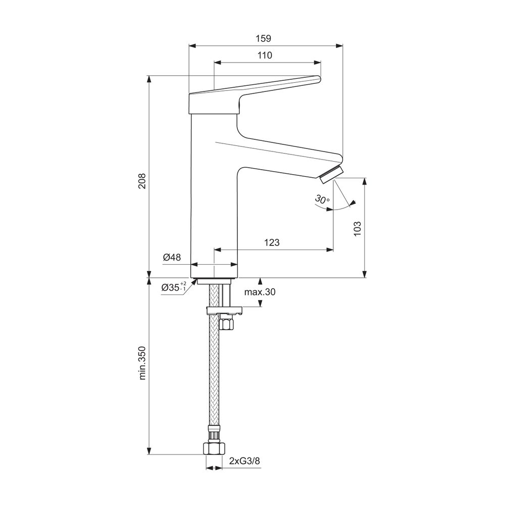 Ideal Standard Waschtisch-Armatur Ceraplus Grande ohne Ablgarn. Ausld. 123mm Chrom... IST-BC100AA 3800861059561 (Abb. 2)