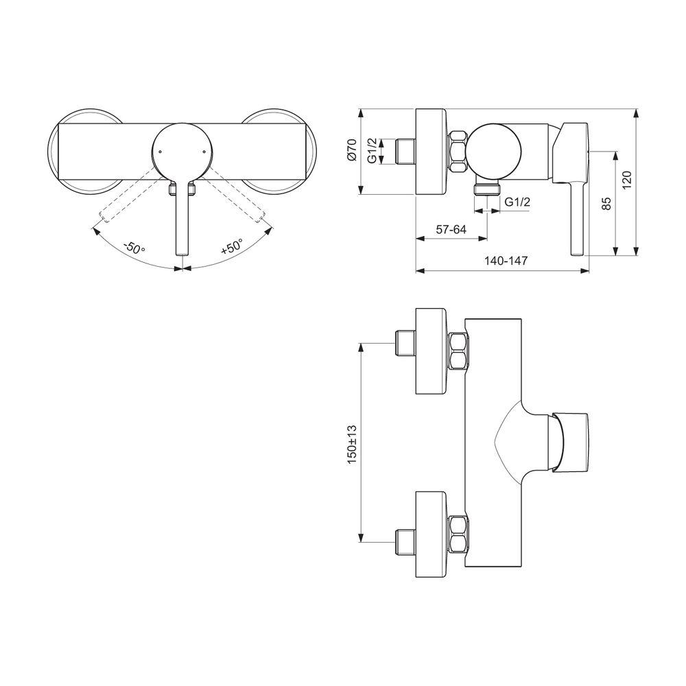 Ideal Standard Brausearmatur Aufputz Ceraline Silk Black... IST-BC200XG 3800861101536 (Abb. 7)