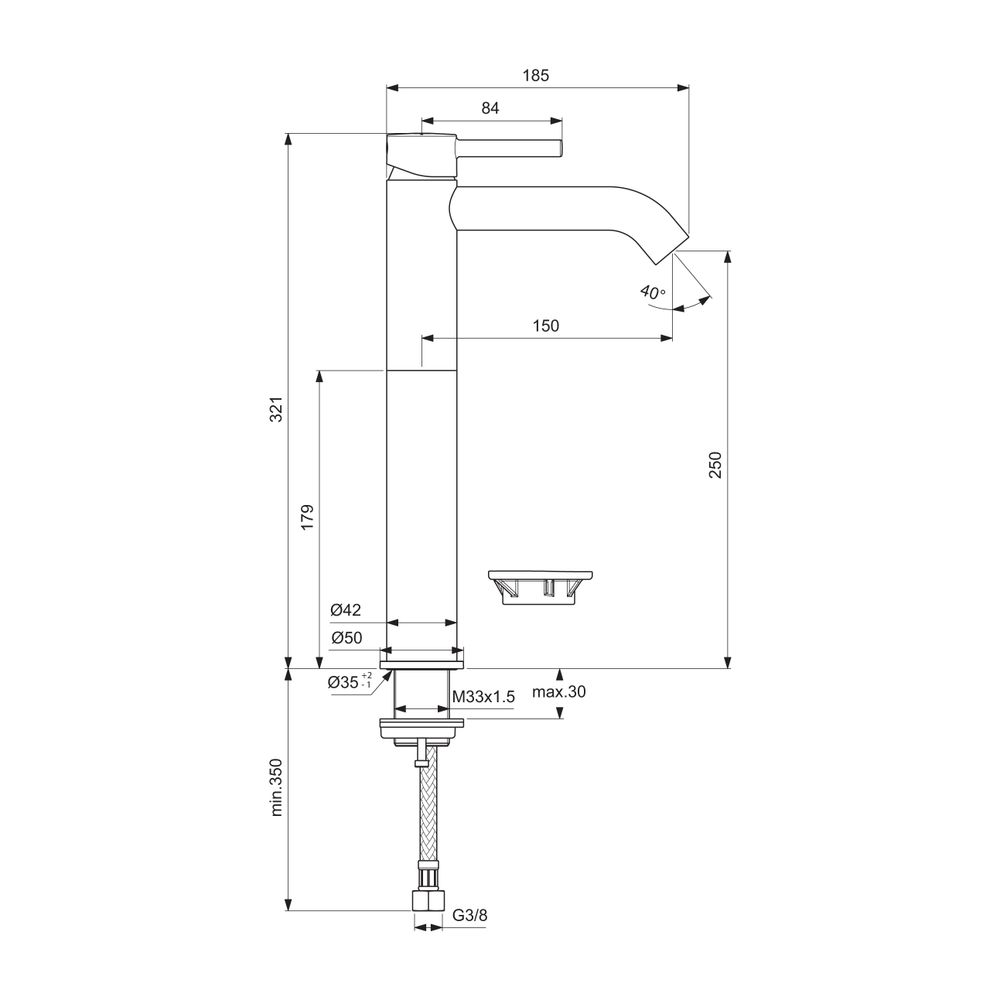 Ideal Standard Waschtischarmatur Ceraline mit Push-Open Ausld.150mm Silk Black... IST-BD137XG 3800861101505 (Abb. 7)