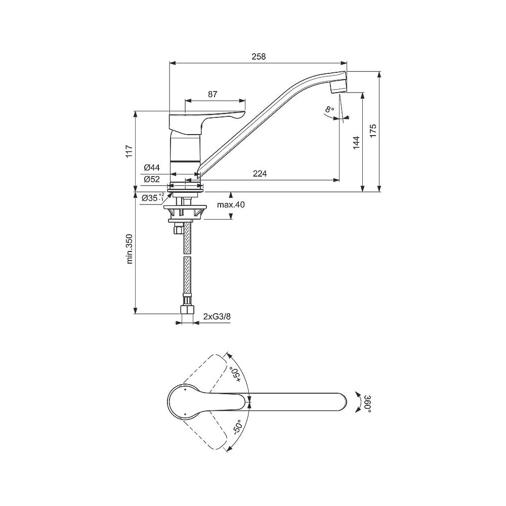 Ideal Standard Küchenarmatur Alpha, Ausld.224mm, Chrom... IST-BC490AA 3800861073178 (Abb. 2)