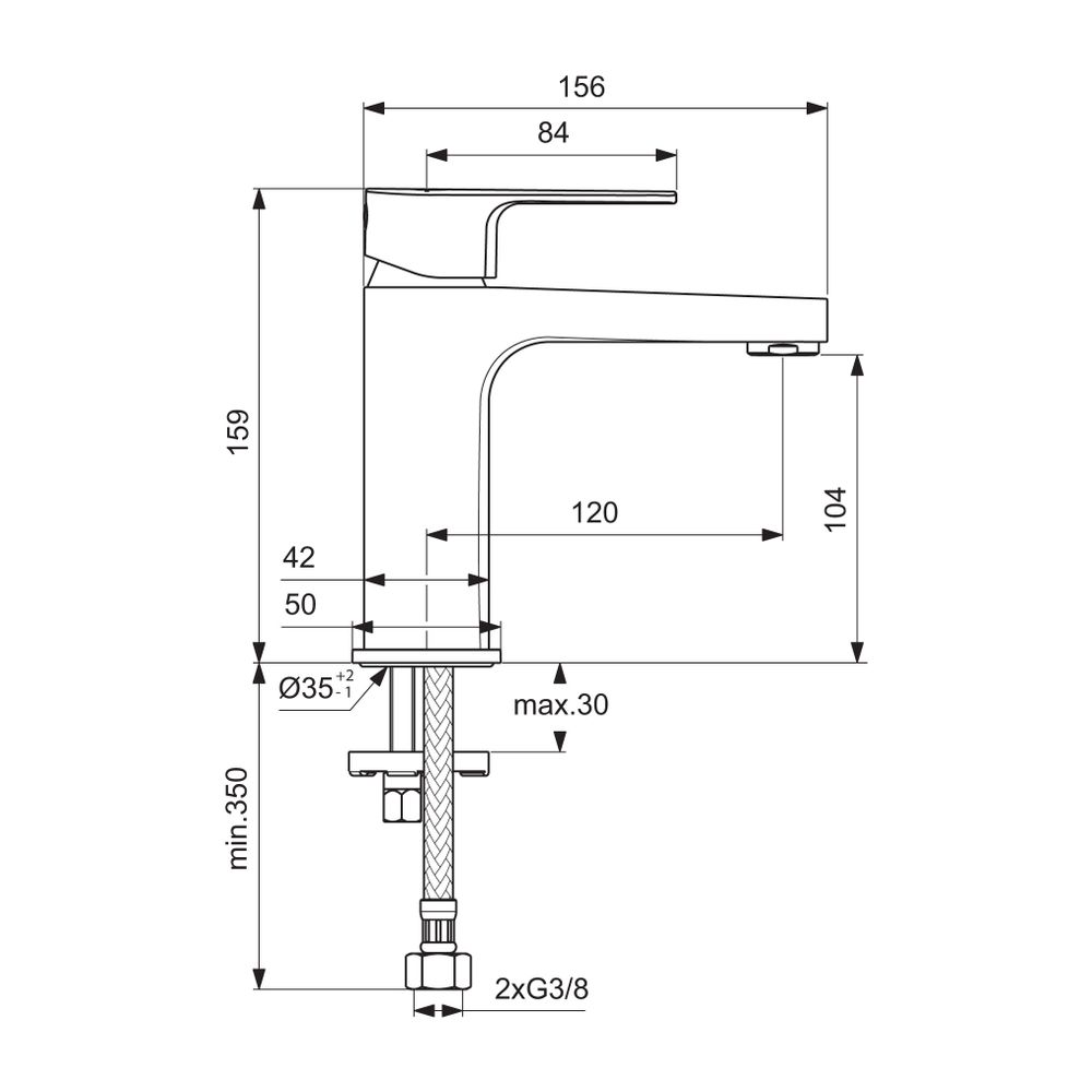 Ideal Standard Waschtischarmatur Cerafine D, H100, ohne Ablgarn., Ausld.115mm, Chrom... IST-BC553AA 3800861074984 (Abb. 7)