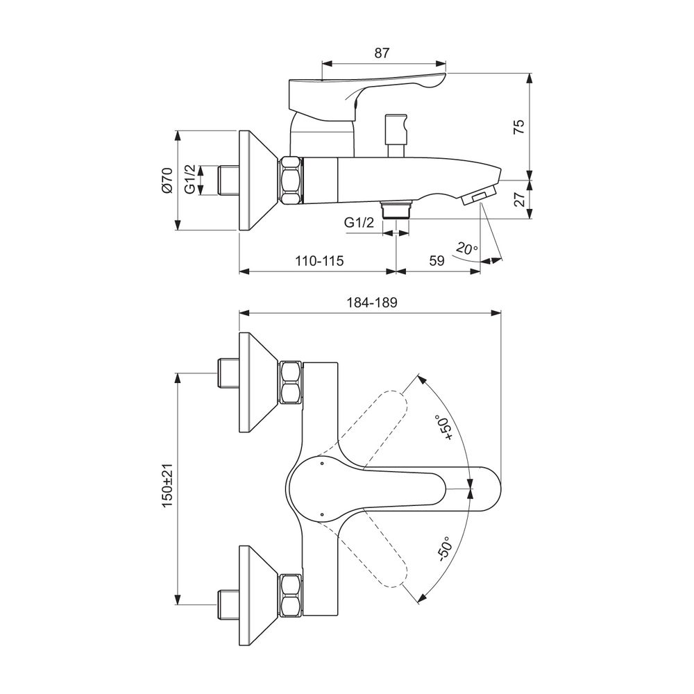 Ideal Standard Badearmatur Aufputz Alpha, Chrom... IST-BC654AA 3800861080398 (Abb. 2)