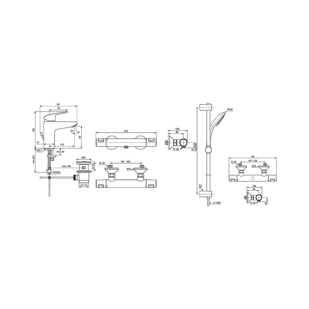 Ideal Standard Armaturenpaket Ceraflex, mit Waschtisch-Armatur, Brause-Termit und Brausek... IST-BD012AA 3800861089834 (Abb. 13)
