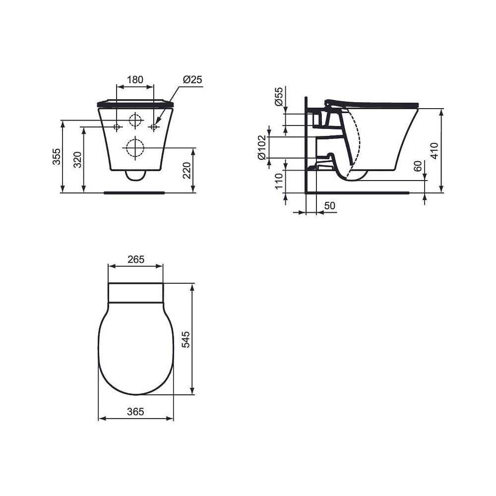 Ideal Standard Bundle WC-Element ProSys, WC Connect Air und Platte Oleas M1 Chrom... IST-R040401 3391500585560 (Abb. 7)