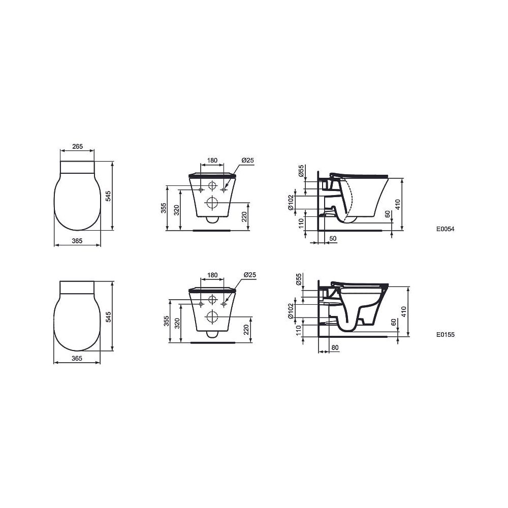 Ideal Standard Bundle WC-Element ProSys, WC Connect Air und Platte Oleas M1 Weiß... IST-R040601 3391500585584 (Abb. 14)