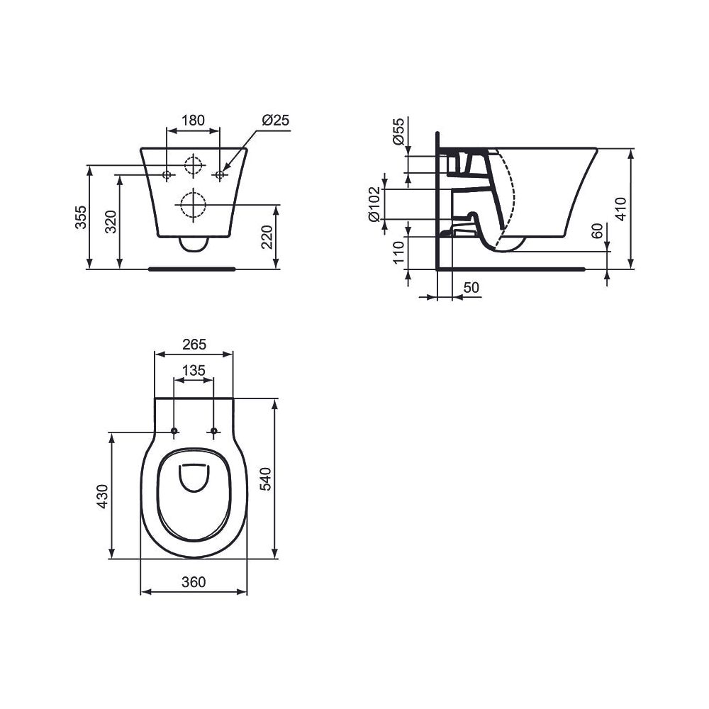 Ideal Standard Wand-T-WC-Kombipaket Connect Air, AQUABLADE, mit Softclosing, 360x540mm, We... IST-K876801 4015413081832 (Abb. 6)