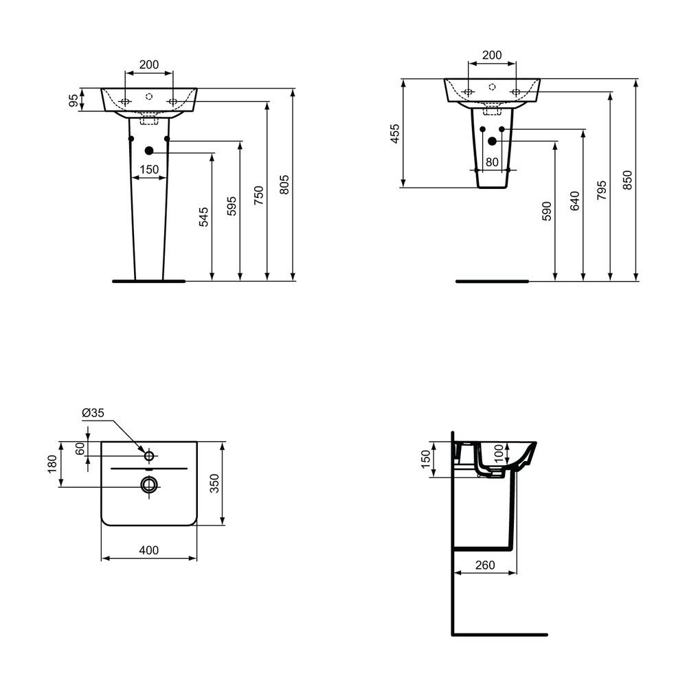 Ideal Standard Handwaschbecken Connect Air Cube 1 Hahnloch, mit Überlauf 400x350x150mm Sch... IST-E0307V3 5017830553571 (Abb. 8)