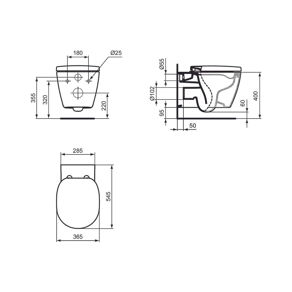 Ideal Standard Bundle WC-Element ProSys, WC Connect und Platte Oleas M1 Weiß... IST-R039801 3391500585515 (Abb. 9)