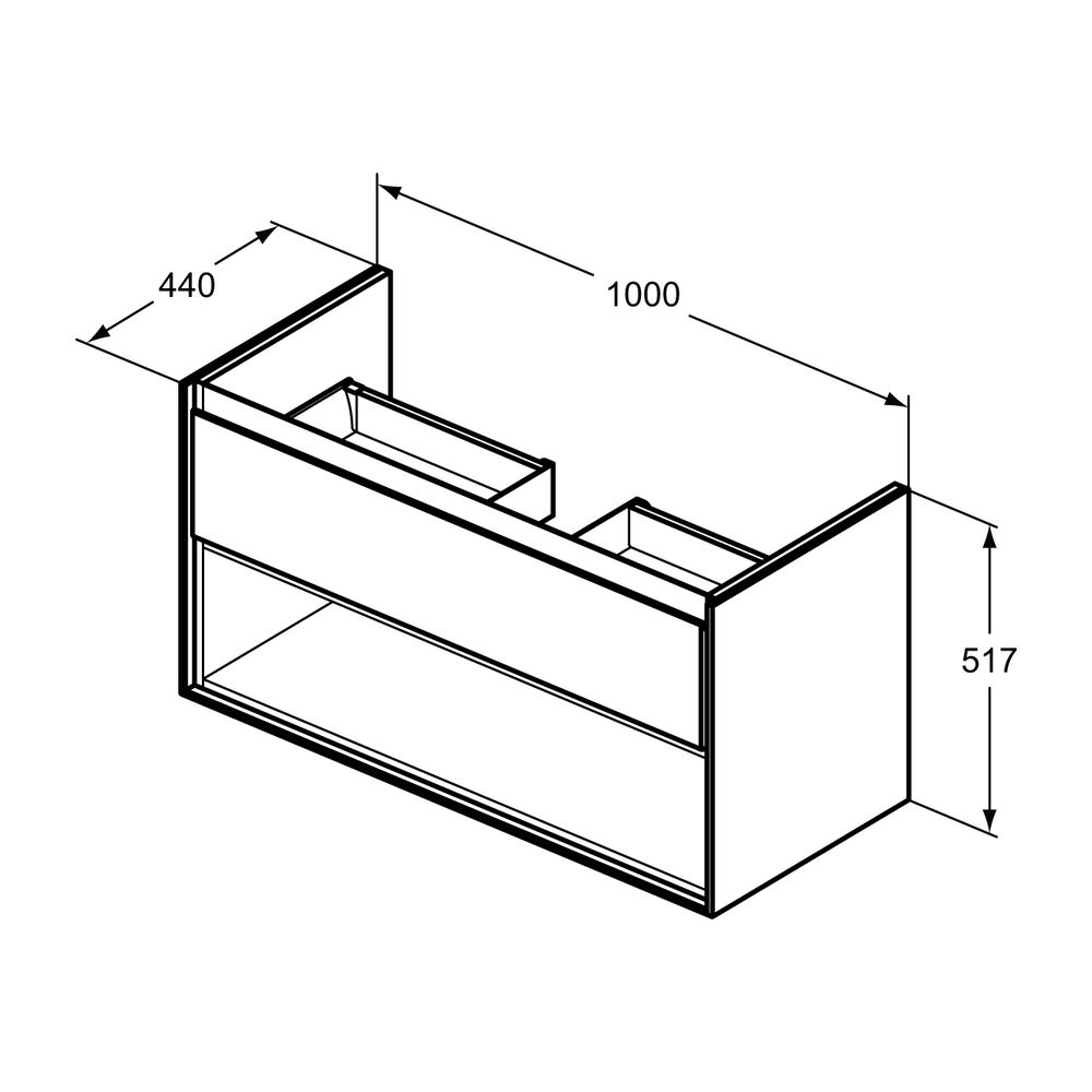 Ideal Standard Waschtischunterschrank Connect Air, 1 Auszug, 1000x440x517mm, Pinie hell De... IST-E0828UK 5017830519546 (Abb. 2)