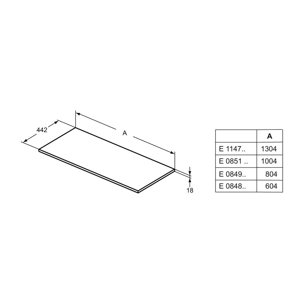 Ideal Standard Holzkonsole Connect Air, für US 800mm, 804x442x18mm, Eiche gr.Dek.und Weiß ... IST-E0849PS 5017830520399 (Abb. 2)