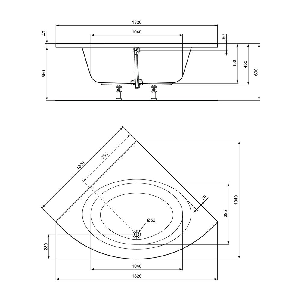 Ideal Standard Eck-Badewanne Connect Air, 1300x1300x465mm, Weiß... IST-E124901 5017830424376 (Abb. 3)