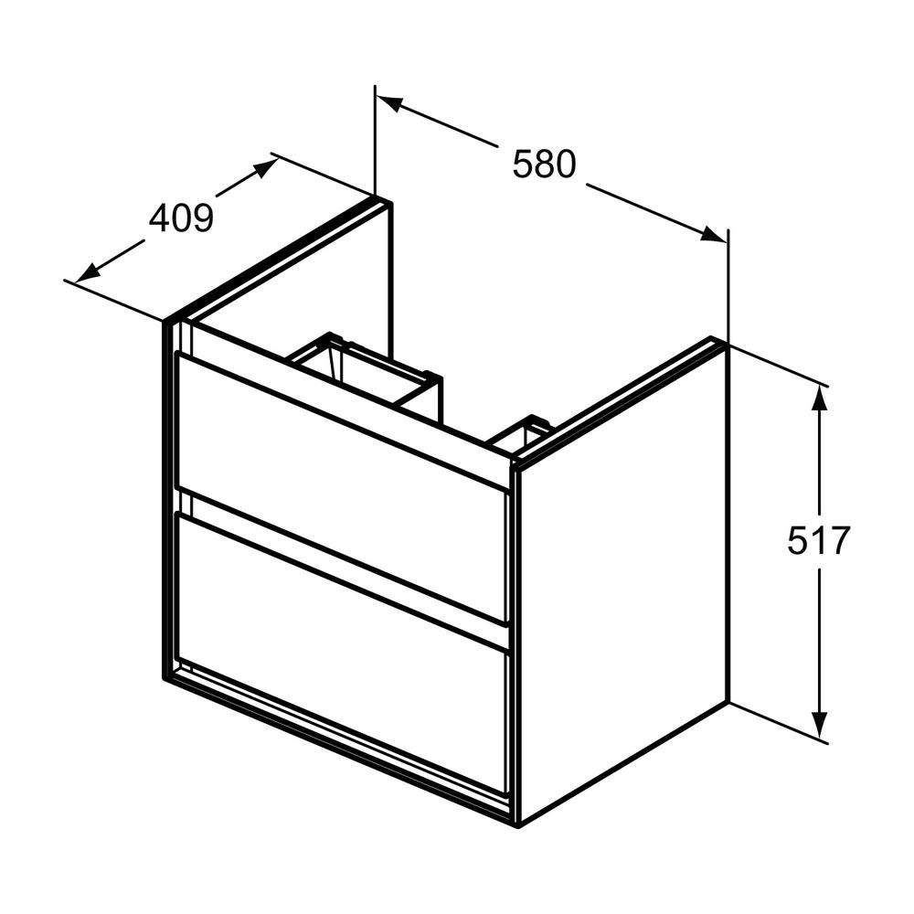 Ideal Standard WT-USchrank Connect Air Cube, 2 Auszüge, 580x409x517mm, Weiß glatt und matt... IST-E1605B2 5017830534860 (Abb. 2)