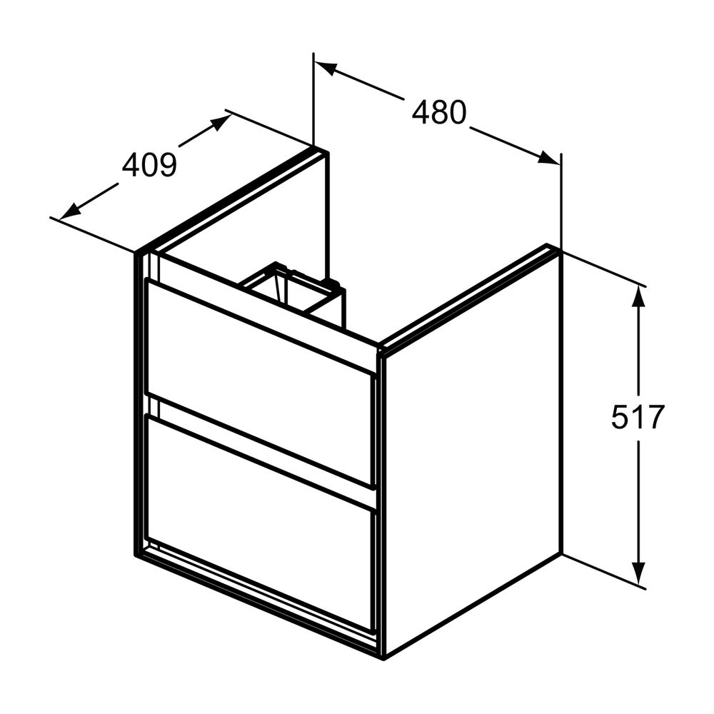 Ideal Standard WT-USchrank Connect Air Cube, 2 Auszüge, 480x409x517mm, Weiß glatt und matt... IST-E1607B2 5017830534945 (Abb. 2)