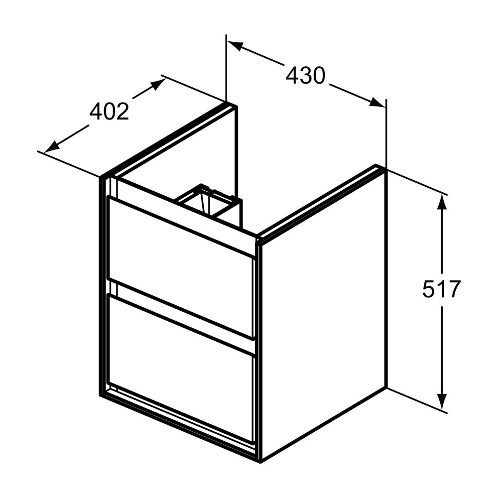 Ideal Standard WT-USchrank Connect Air Cube, 2 Auszüge, 430x402x517mm, Weiß glatt und Hell... IST-E1608KN 5017830534990 (Abb. 2)