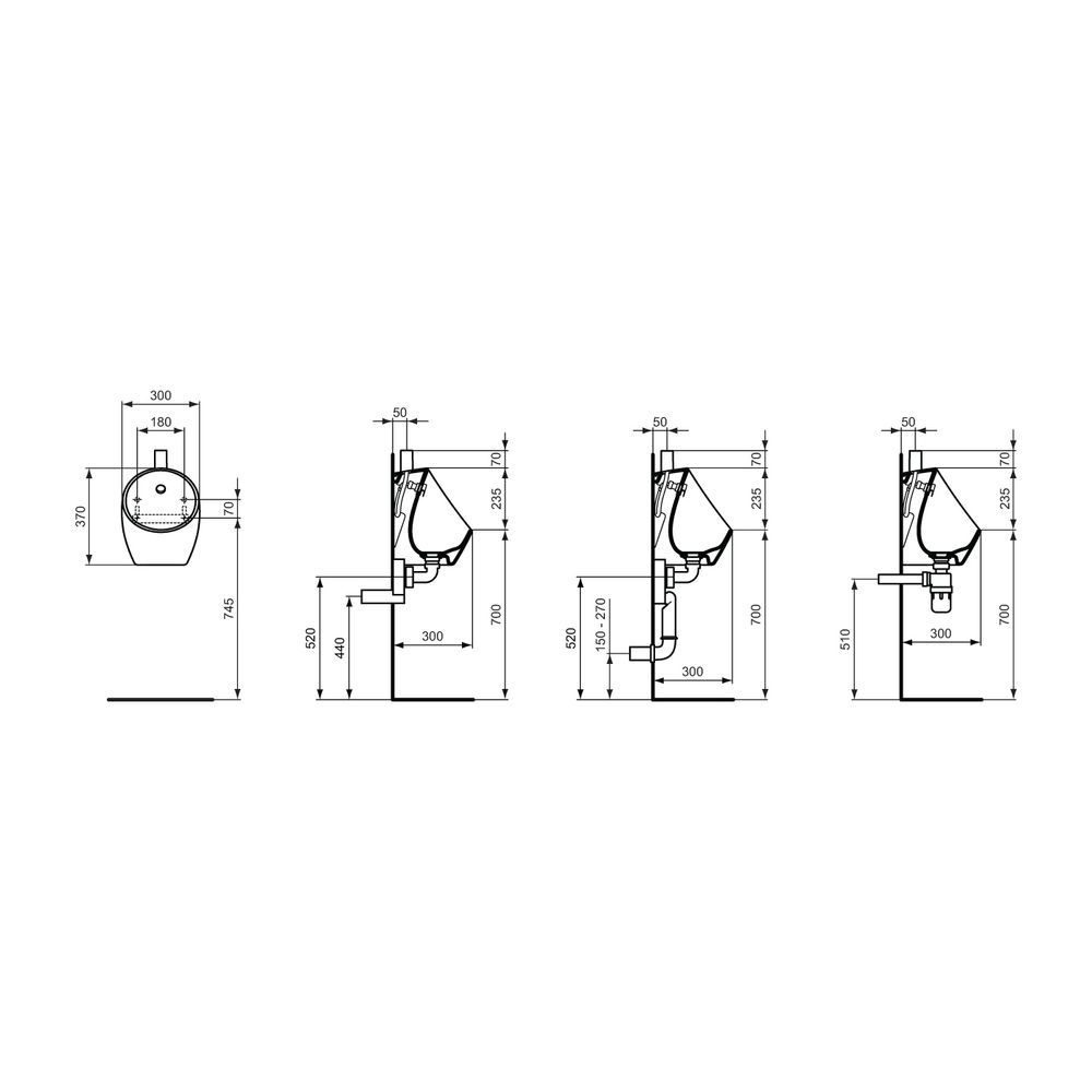 Ideal Standard Urinal Sphero Mini, Zulauf oben, 300x300x370mm, Weiß... IST-E189301 5017830543138 (Abb. 3)