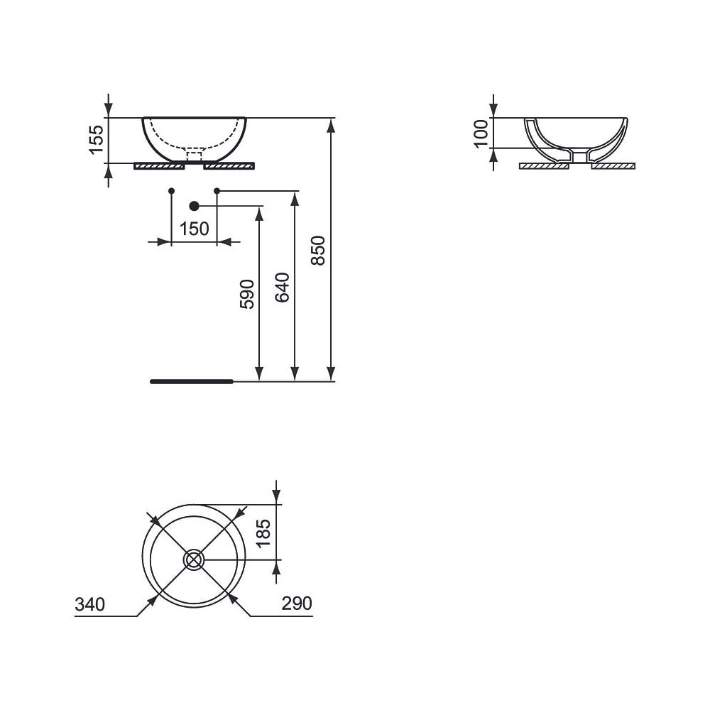 Ideal Standard Schale Strada ohne ohne Hahnloch ohne Überlauf rund, 340x340x155mm, Weiß... IST-K079301 4015413041935 (Abb. 2)