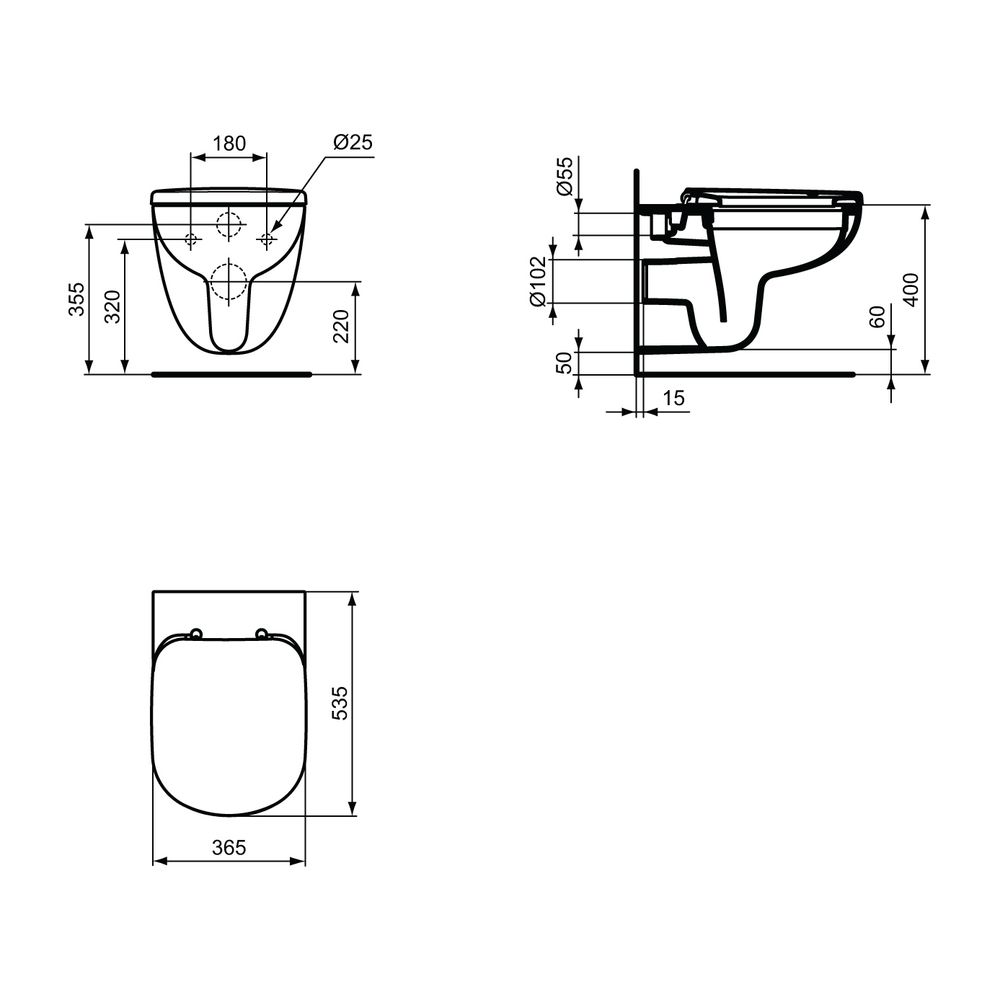 Ideal Standard WC-Kombipaket EurovitPlus, ohne Spülrand, mit Softclosing, 360x530x350mm, W... IST-K881401 4015413081818 (Abb. 5)