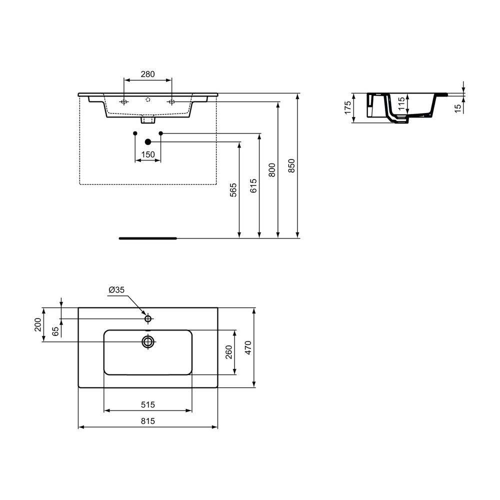 Ideal Standard Waschtisch/Möbel-Paket Connect E, mit Waschtisch 800mm, Weiß/Walnuss dunkel... IST-K8699PA 4015413027243 (Abb. 4)