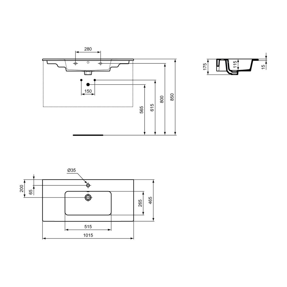 Ideal Standard Waschtisch/Möbel-Paket Connect E, mit Waschtisch 1000mm, Weiß/Goldeiche... IST-K8700PB 4015413027205 (Abb. 5)