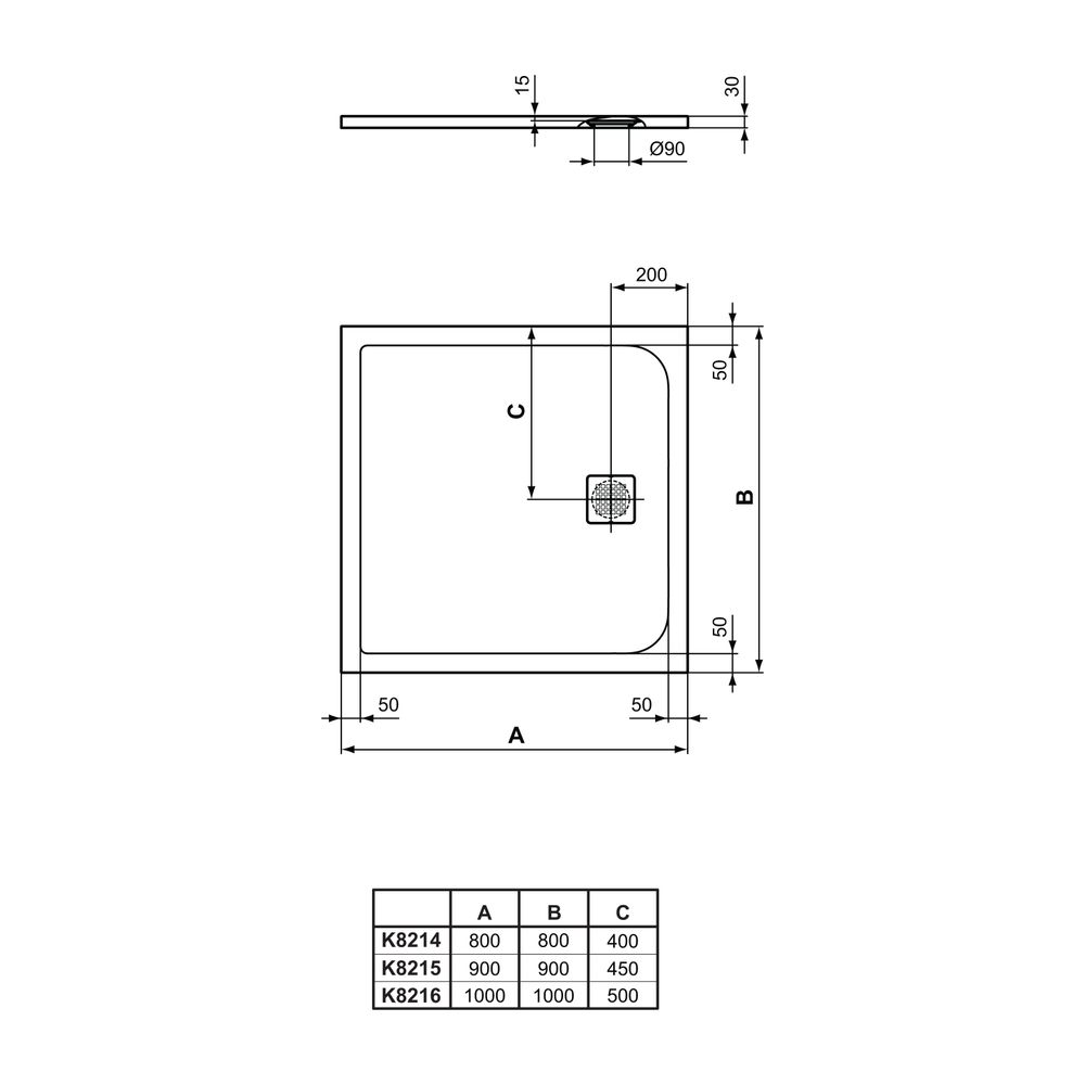 Ideal Standard Rechteck-Brausewanne Ultra Flat S 800x800x30mm, Schiefer... IST-K8214FV 4015413071628 (Abb. 3)