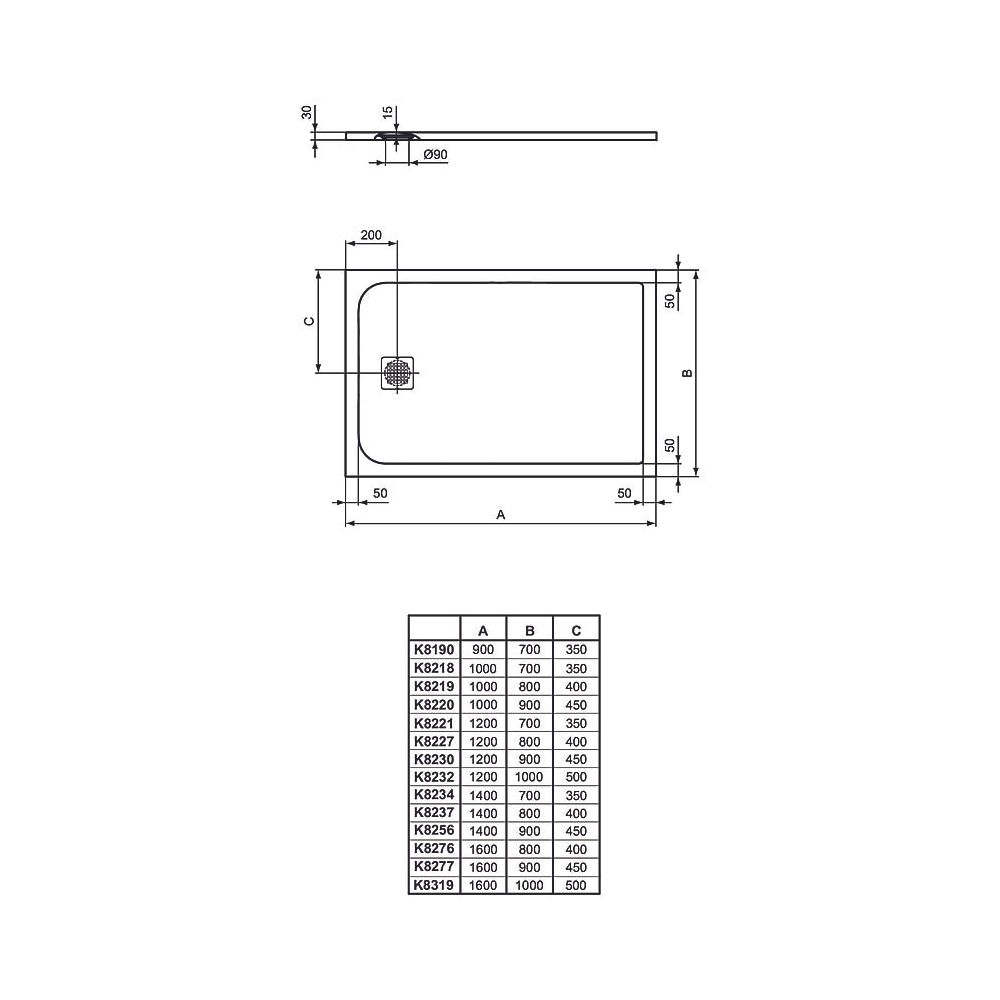 Ideal Standard Rechteck-Brausewanne Ultra Flat S, 1200x900x30mm, Schiefer... IST-K8230FV 4015413071758 (Abb. 3)