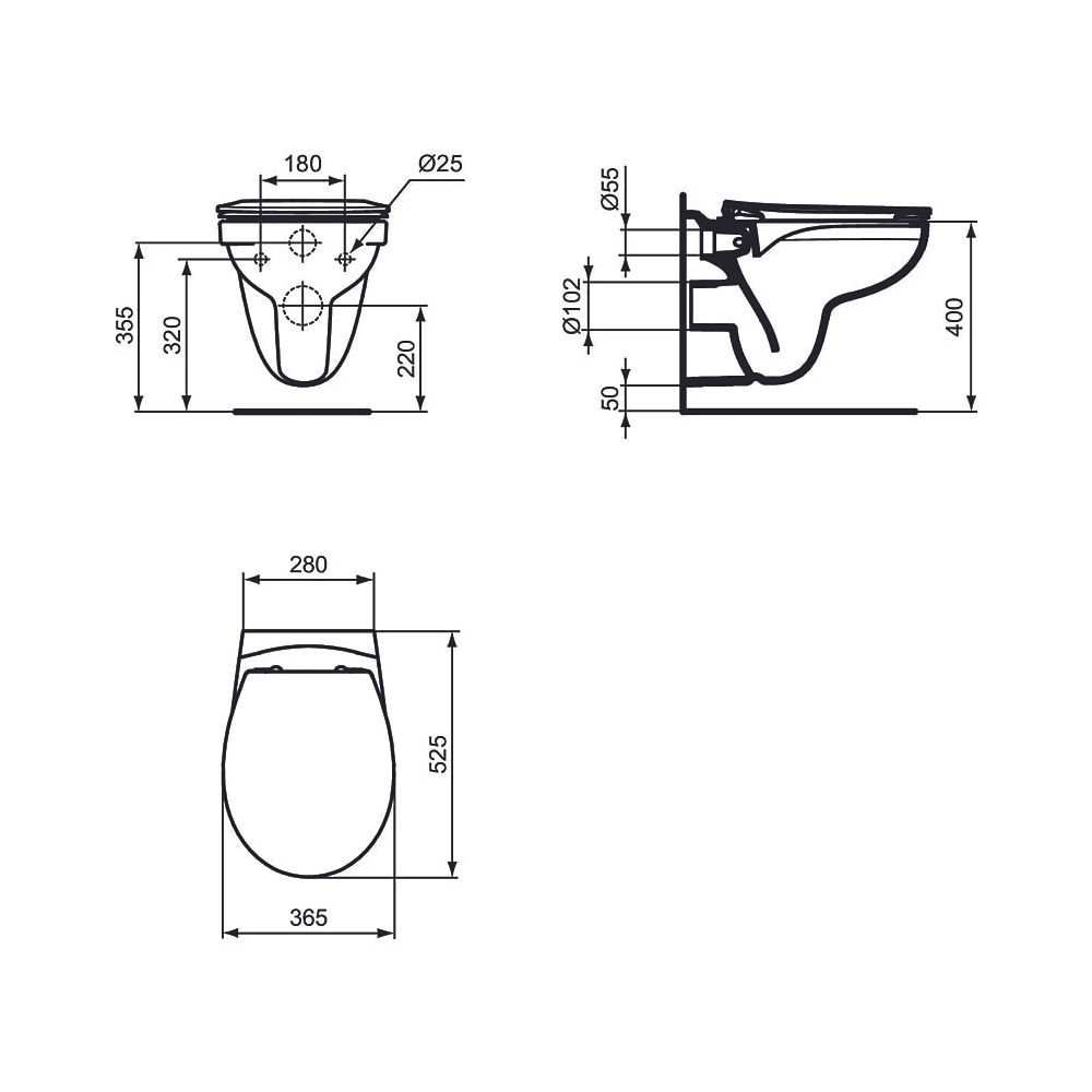 Ideal Standard Wand-T-WC-Kombipaket Eurovit, randlos, mit Softclosing, 355x520x350mm, Weiß... IST-K881201 4015413078092 (Abb. 4)