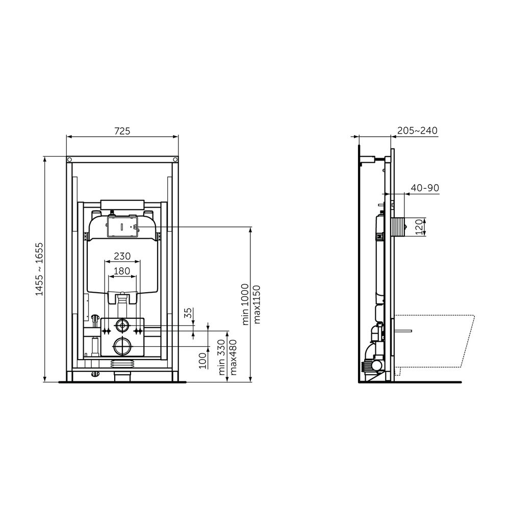 Ideal Standard WC-Element Comfort ProSys, höhenverstellbar, Schwarz... IST-R0145A6 3391500580787 (Abb. 2)
