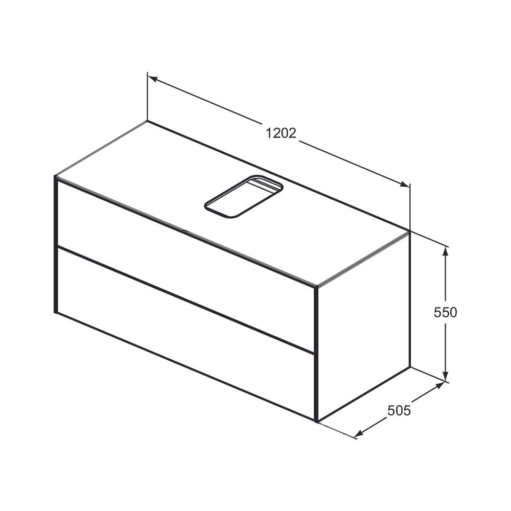 Ideal Standard Waschtisch-Unterschrank Conca, 2 Auszüge, mit mi.Ausschnitt, 1202x505x550mm... IST-T3943Y3 8014140460930 (Abb. 6)