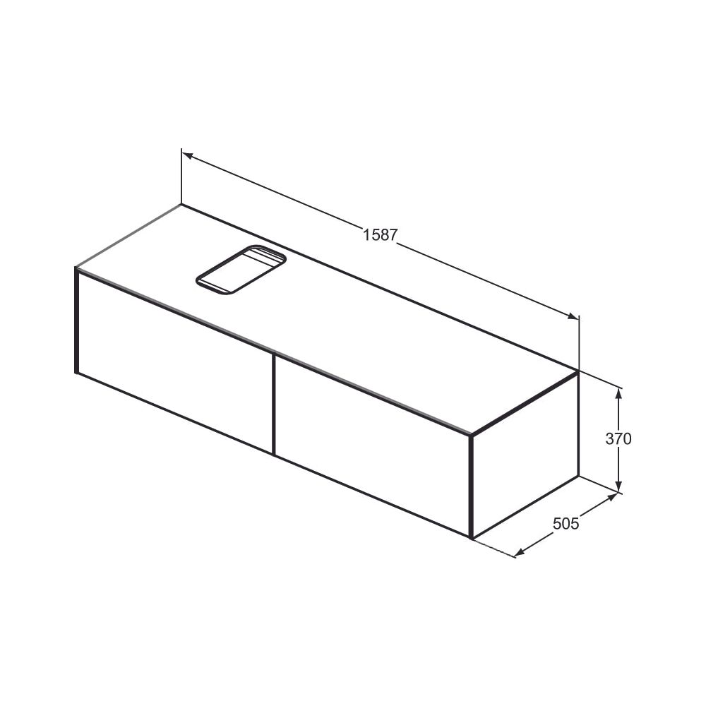 Ideal Standard Waschtisch-Unterschrank Conca, 2 Auszüge, mit Ausschnitt, 1587x505x370mm, E... IST-T3983Y4 8014140462163 (Abb. 6)