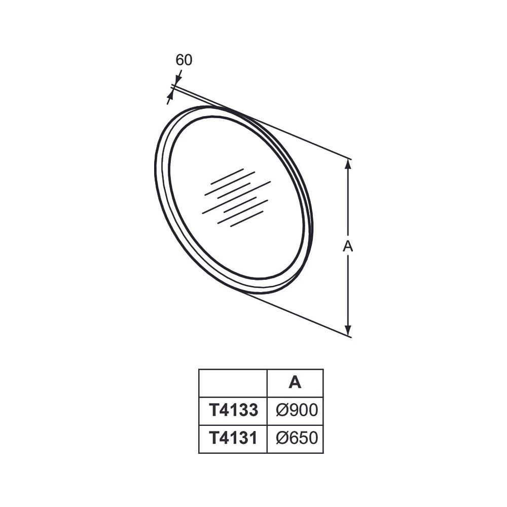 Ideal Standard Spiegel Conca, rund, mit Ambientelicht, Rahmen schwarz, 30W, 650x60mm... IST-T4131BH 8014140463276 (Abb. 9)