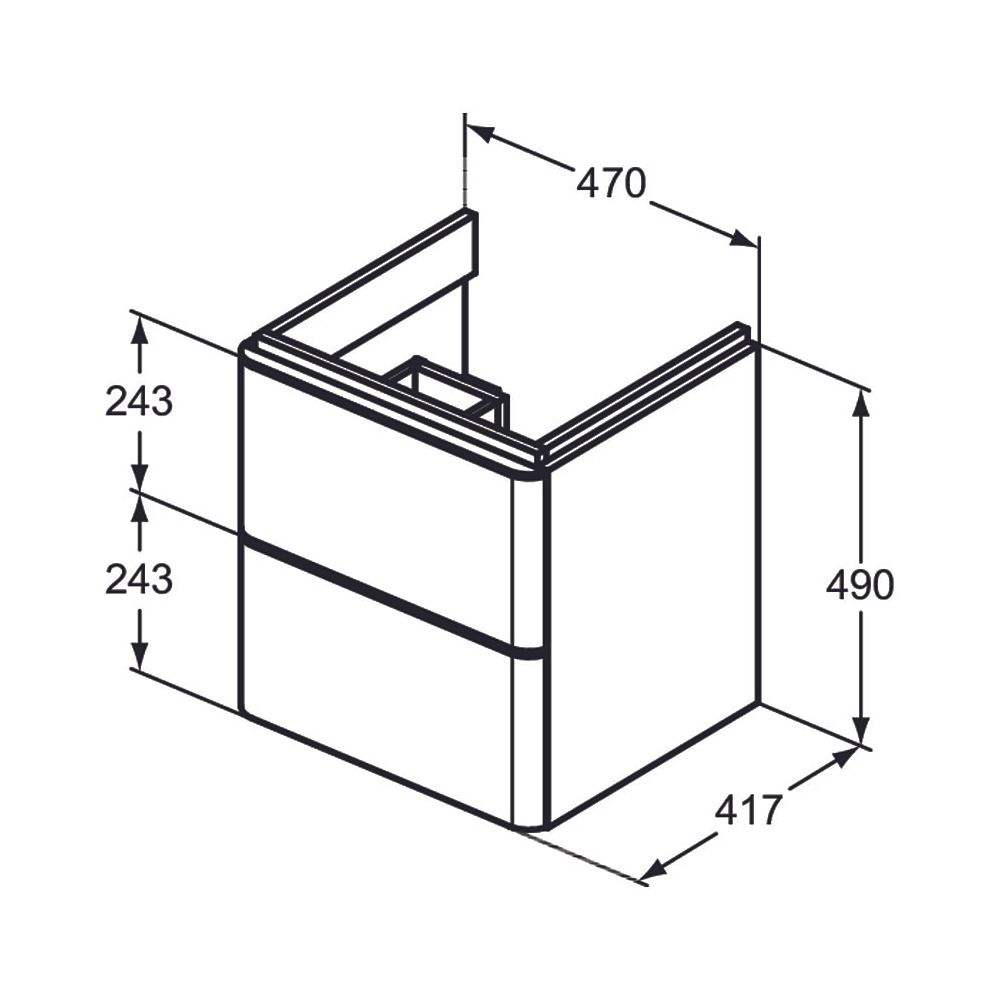 Ideal Standard Waschtisch-Unterschrank Adapto, 2 Auszüge, 470x410x490mm, Anthrazit matt la... IST-T4299Y2 8014140459477 (Abb. 5)