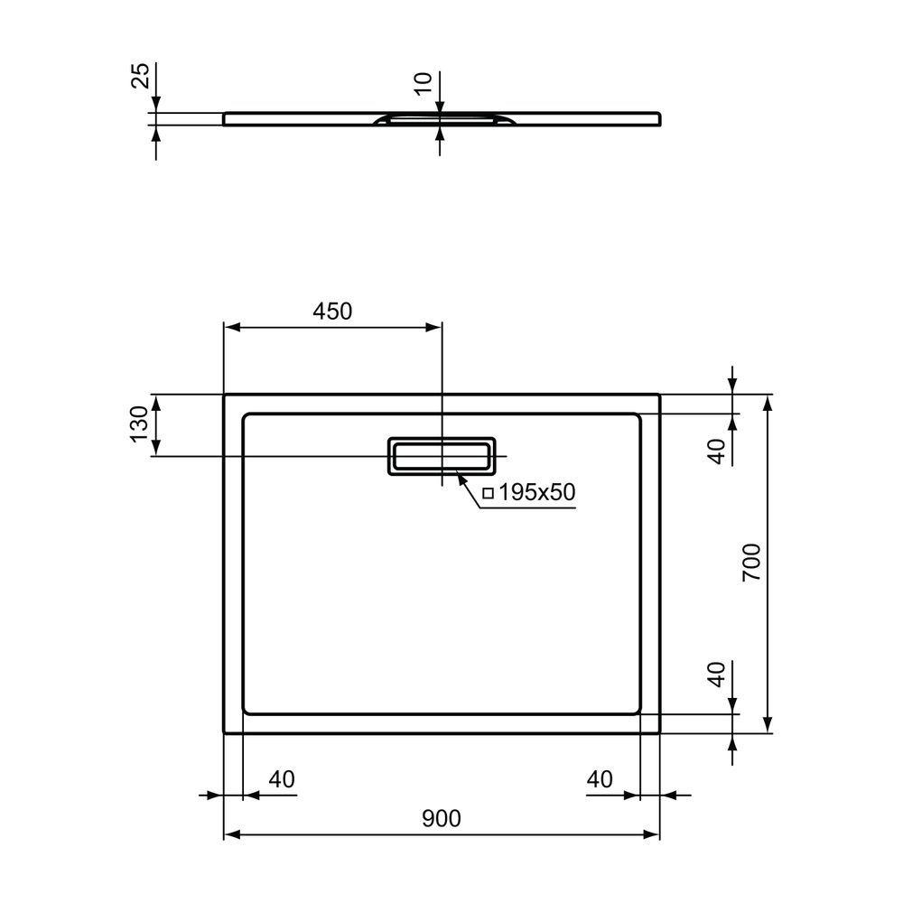 Ideal Standard Rechteck-Brausewanne Ultra Flat New, 900x700x25mm, Schwarz... IST-T4474V3 8014140486329 (Abb. 2)