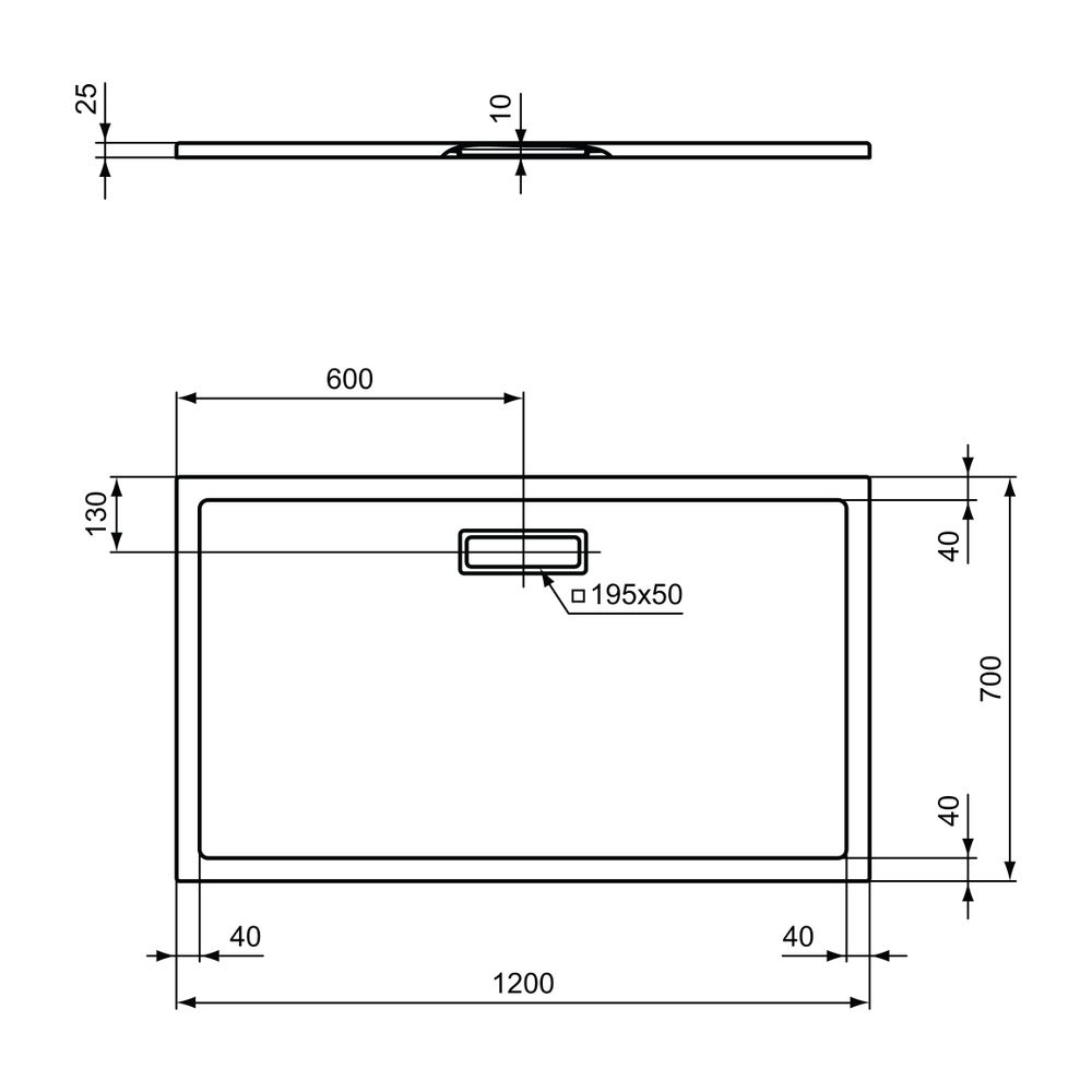 Ideal Standard Rechteck-Brausewanne Ultra Flat New, 1200x700x25mm, Schwarz... IST-T4476V3 8014140486343 (Abb. 2)
