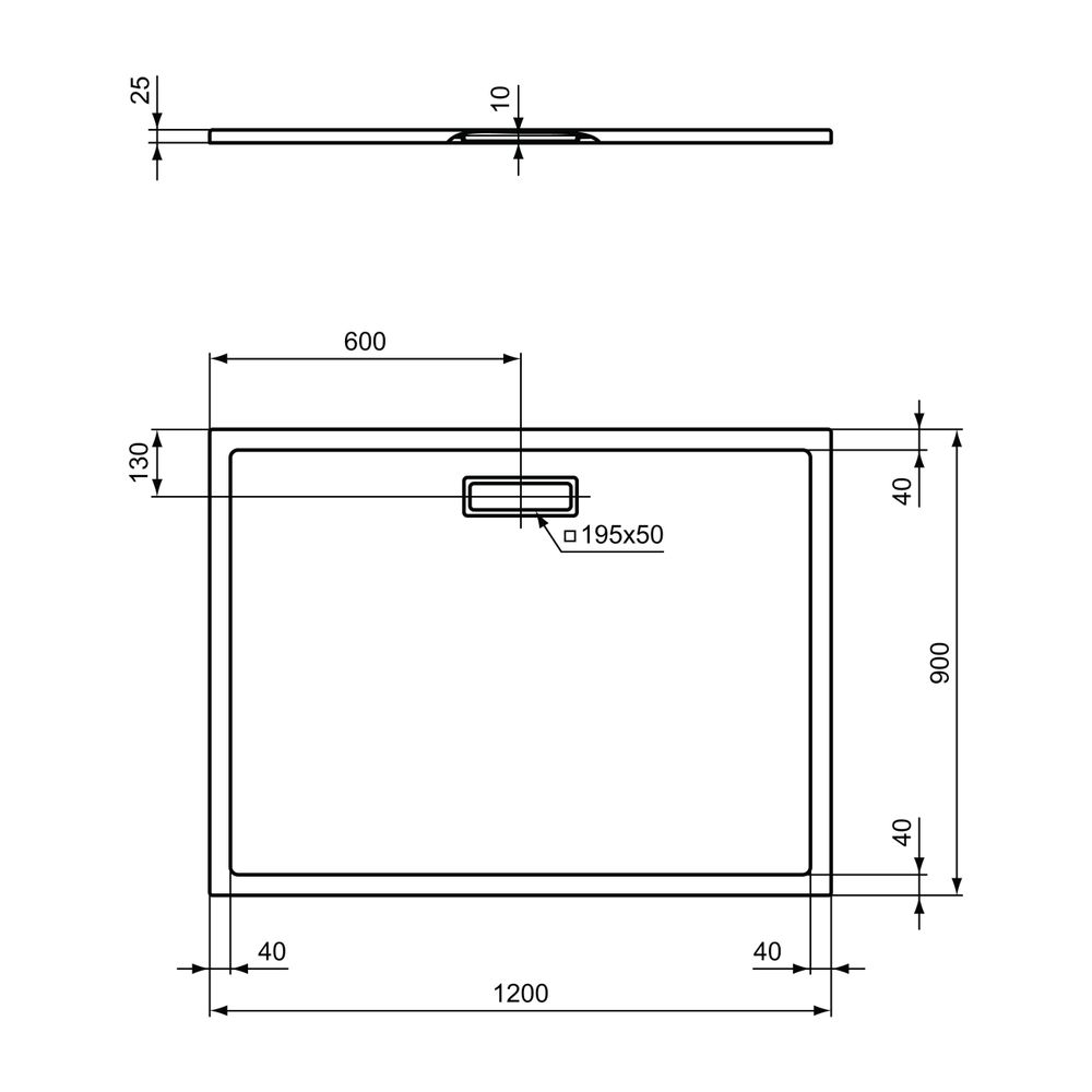 Ideal Standard Rechteck-Brausewanne Ultra Flat New, 1200x900x25mm, Schwarz... IST-T4483V3 8014140486350 (Abb. 2)