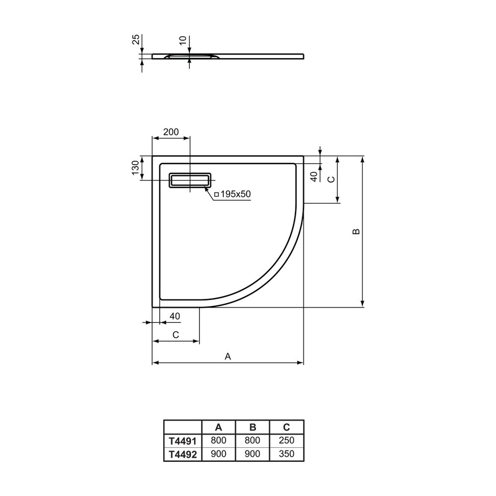 Ideal Standard Viertelkreis-BRW Ultra Flat New, 900x900x25mm, Seidenweiß... IST-T4492V1 8014140482369 (Abb. 3)