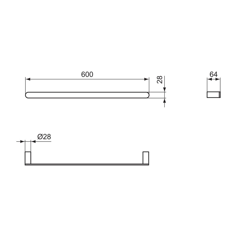 Ideal Standard Handtuchstange Conca, rund, 600mm, Magnetic Grey... IST-T4499A5 8014140479055 (Abb. 6)