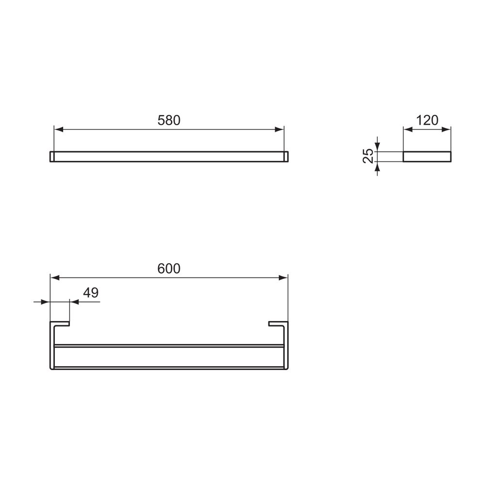 Ideal Standard doppelte Handtuchstange Conca Cube, 600mm, eckig, Magnetic Grey... IST-T4500A5 8014140479093 (Abb. 6)