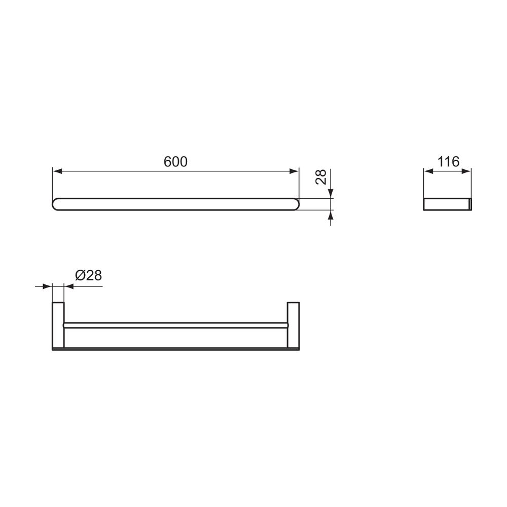 Ideal Standard doppelte Handtuchstange Conca, rund, 600mm, Magnetic Grey... IST-T4501A5 8014140479130 (Abb. 6)